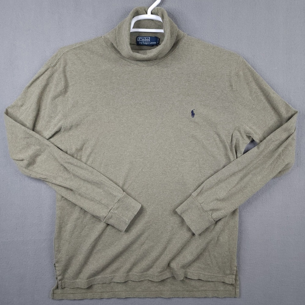 Polo Ralph Lauren Mens Large Olive Green Long Sleeve Turtleneck Pullover Sweater - Picture 1 of 11